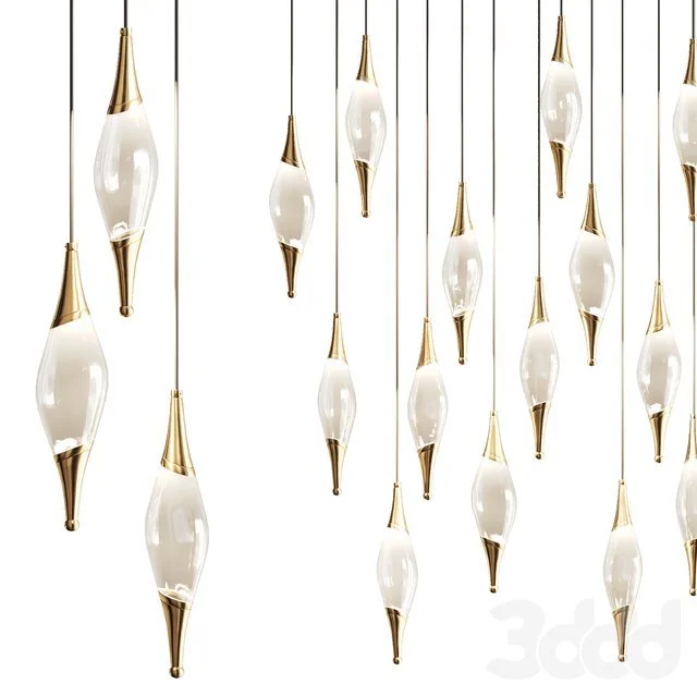 Drop pendant lamp with metal tips FAME